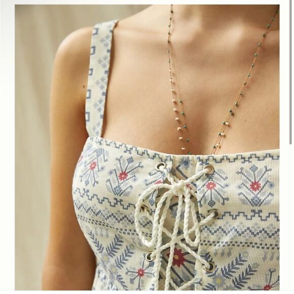 Anthropologie, forever that girl, Lace-up Peplum Tank NWT size medium - Picture 2 of 16